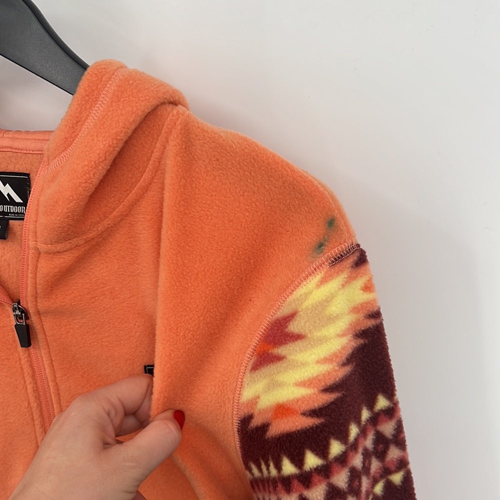 Massive Outdoor Abstract Print Fleece Hoodie Pullover Size M - Picture 7 of 8